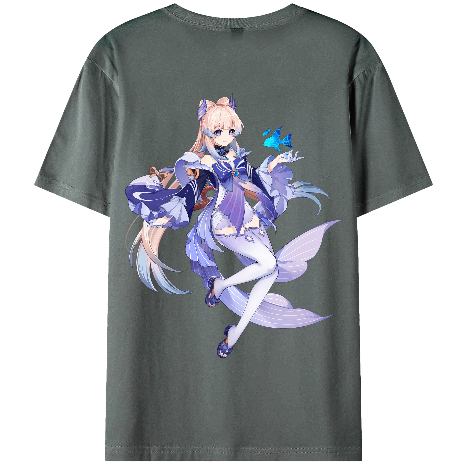 げんし神 珊瑚宮心海 サンゴノミヤ・ココミ genshin Sangonomiya Kokomi 綿100％ メンズ半袖Tシャツ（バックプリント） 通気性